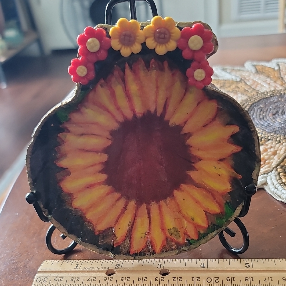 Sunflower Decorative Plaque with Floral Accents